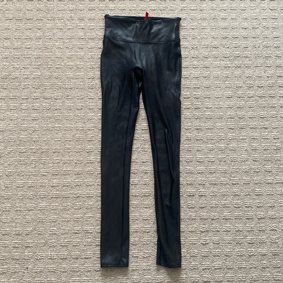 SPANX High Rise Faux Leather Coated Leggings Black Size XS - Picture 7 of 11